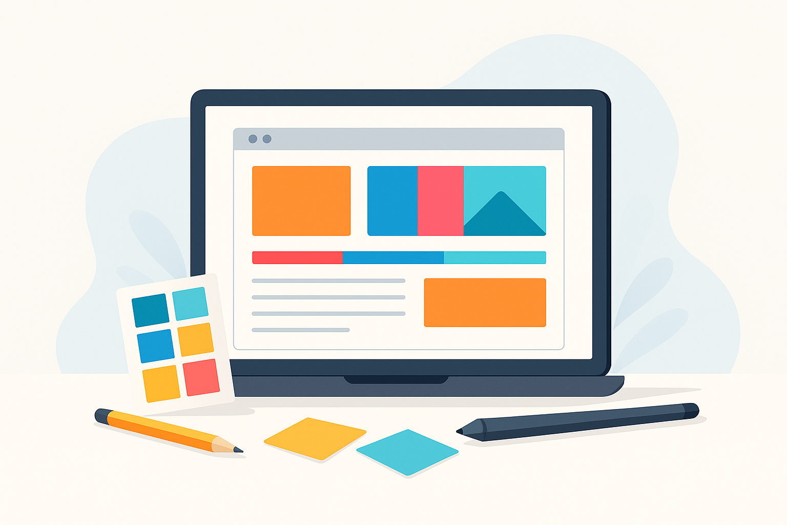 Modern egyedi webdesign illusztráció